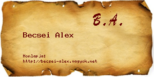 Becsei Alex névjegykártya
